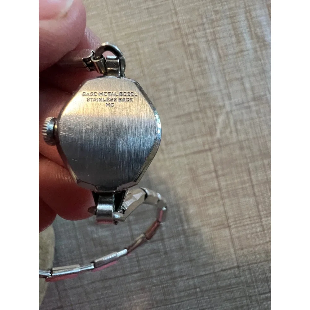 Vintage Caravelle Womens Cocktail Watch WORKING Silver Tone 1968 Art Deco Style